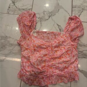 Abercrombie & Fitch Pink and Orange Floral Blouse